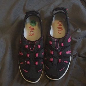 Ryka slip on shoes. Black and pink. Gently used